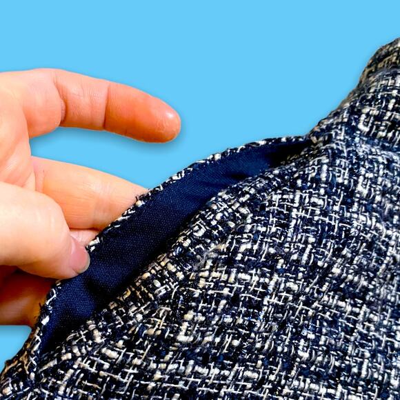 Banana Republic Outlet Blue Black Tweed Faux Wool Mini Skirt Size 4 - Picture 9 of 10